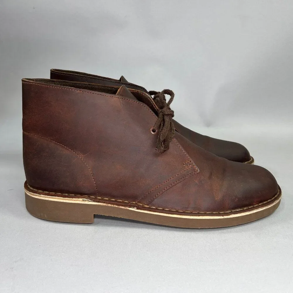 Clarks Chukka Boots Men's Size 8.5 Brown Leather Casual Lace‎ Up Boots